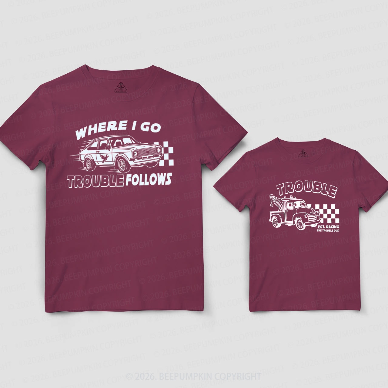 Where I Go Trouble Follows Racing Dad&Me Matching Shirts