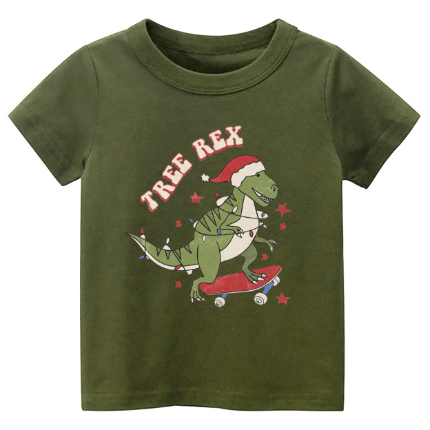 Tree Rex Retro Kids Christmas Shirts