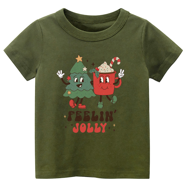 Feelin Jolly Christmas Natural Tees For Kids Beepumpkin