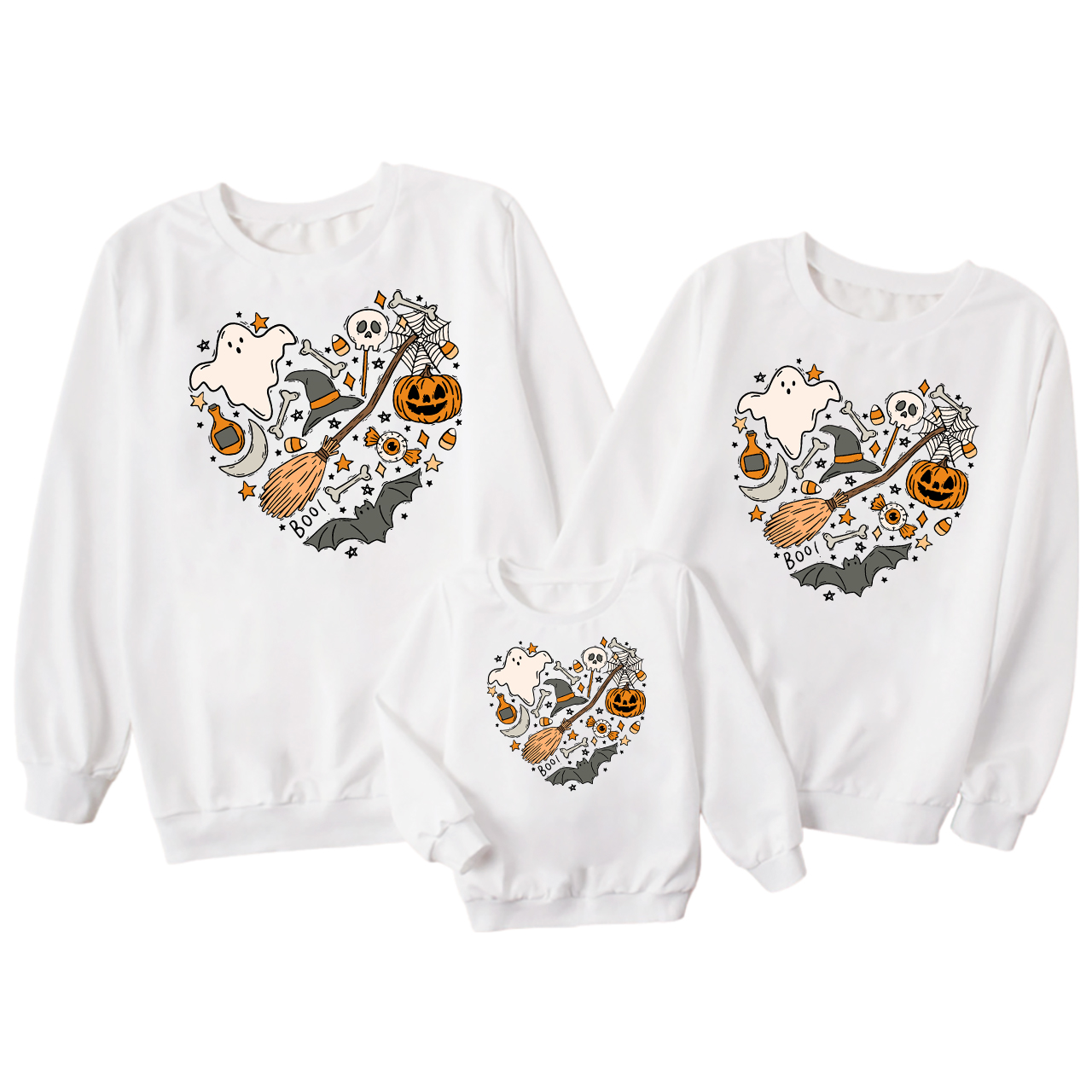 Happy Halloween Heart Doodles Sweatshirt For Family