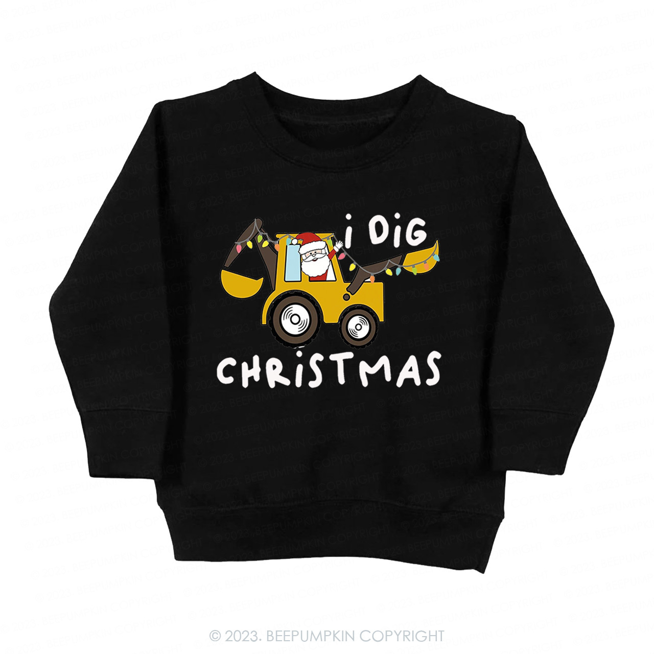 I Dig Christmas Backhoe Heavy Equipment Christmas Kids Sweatshirt Beepumpkin Sale-Beepumpkin™