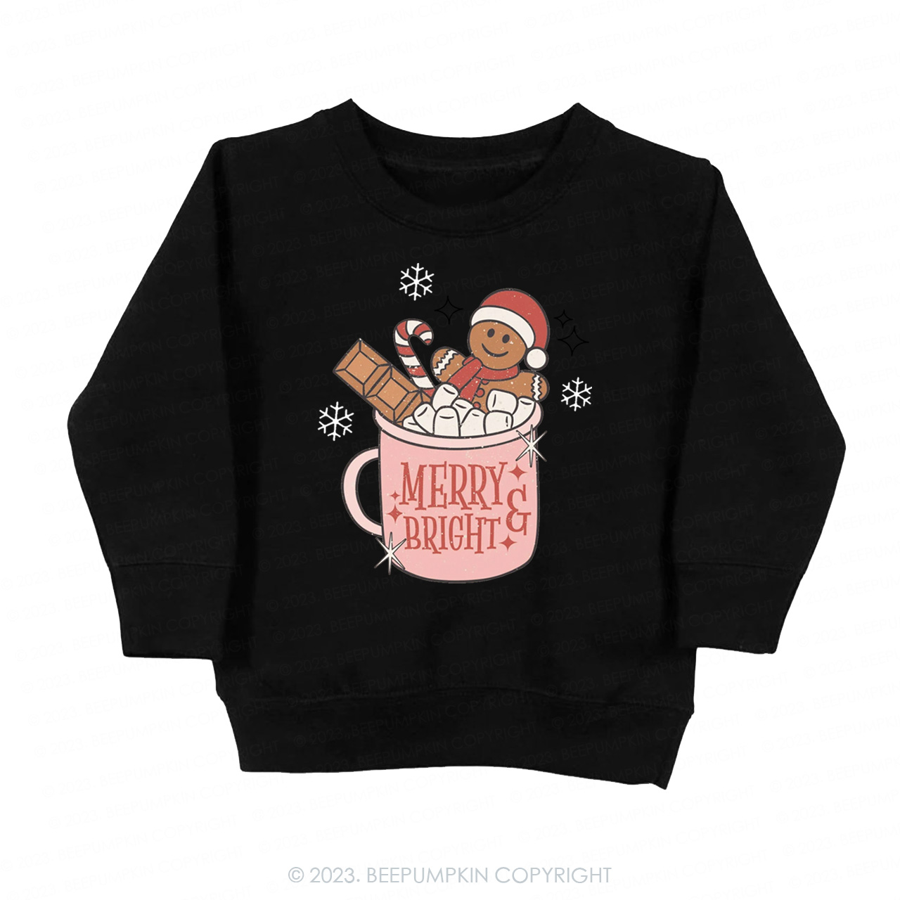 Hot Cocoa and Christmas Movies Christmas Kids Sweatshirt Beepumpkin