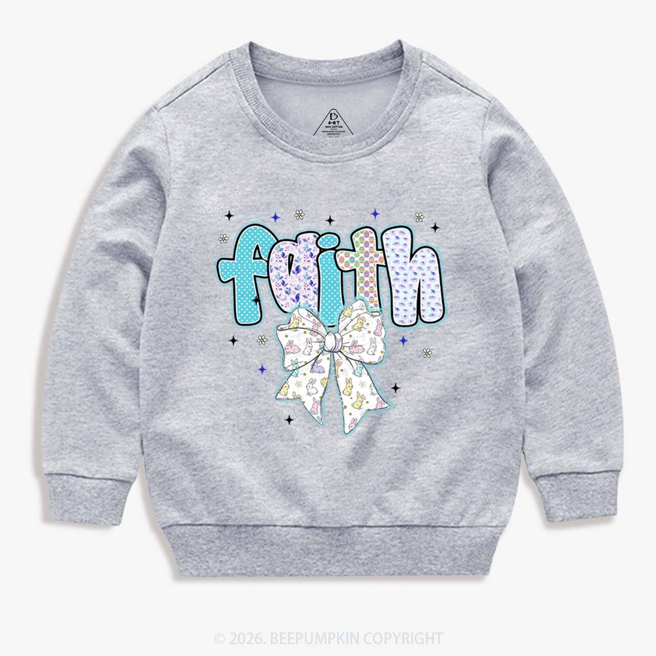 Blooming Faith Bunny Bow Kid's Sweatshirt