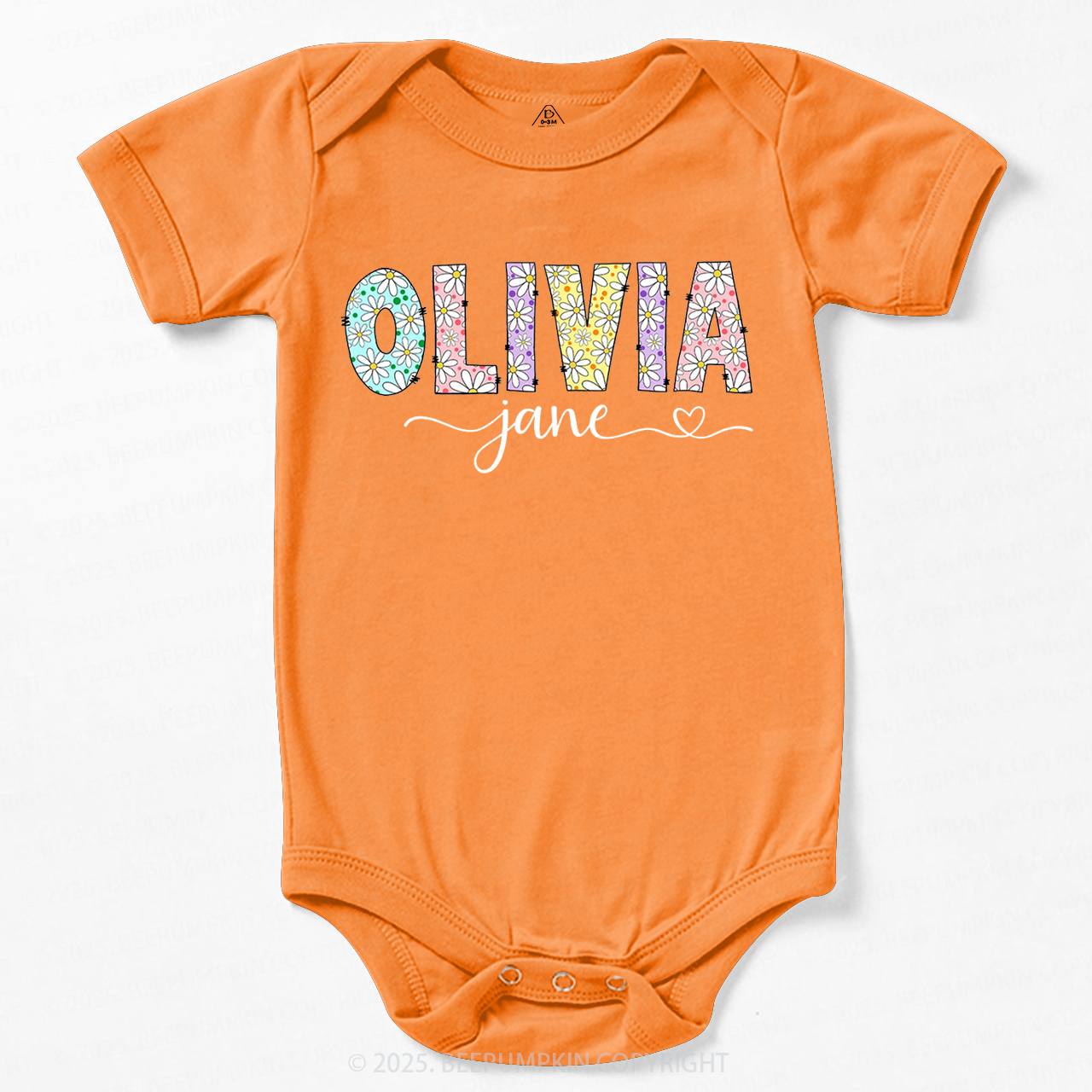 Personalized Name With Daisies Bodysuit Beepumpkin