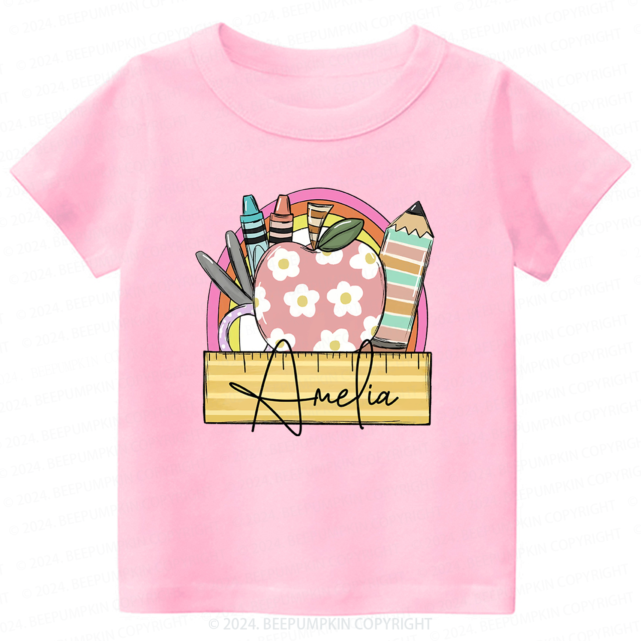 Personalized Apple Art Back To School T-shirt