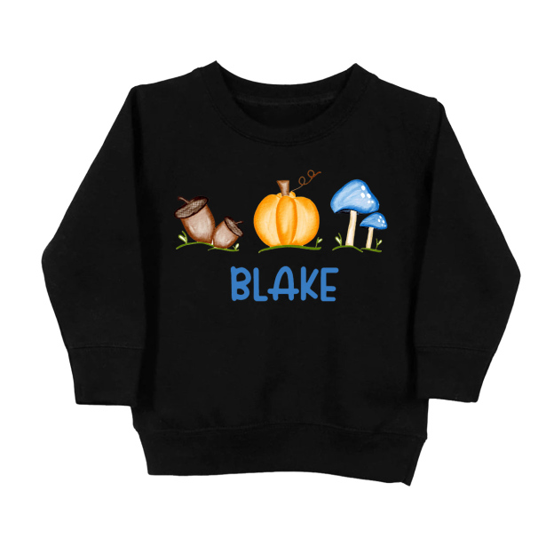 Personalized Fall Mushroom Kids Sweatshirt