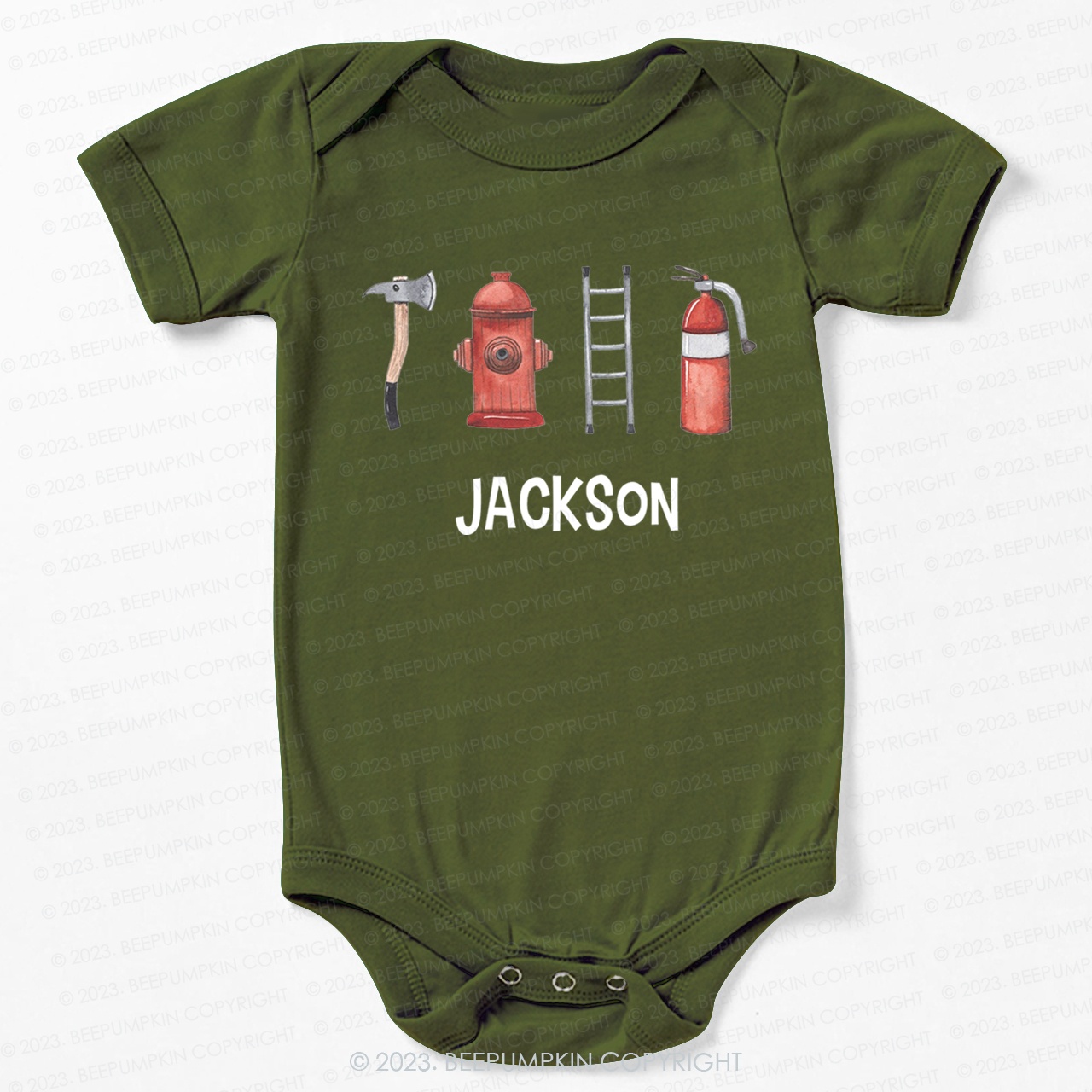 Personalized Firefighter Name Bodysuit For Baby