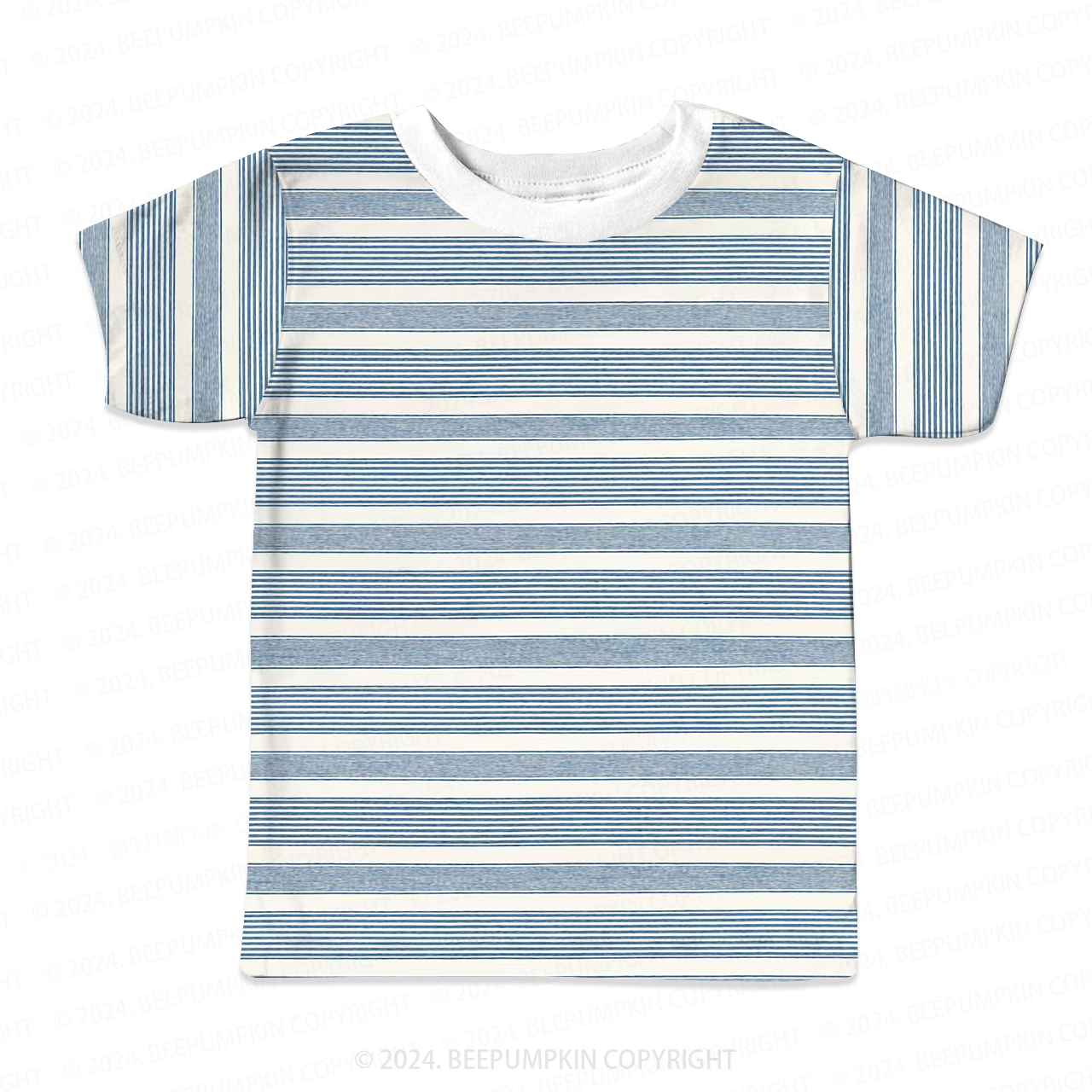 Blue And White Straight Lines All Over Print Kids Tees 
