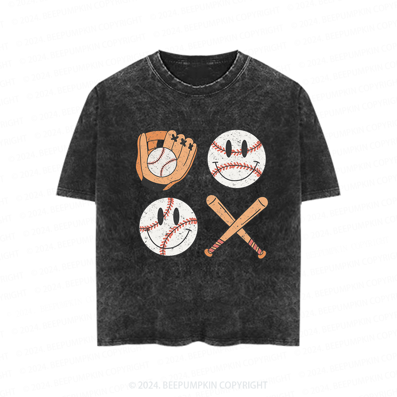 Baseball Vibes Baseball Bat Toddler&Kids Washed Tees   