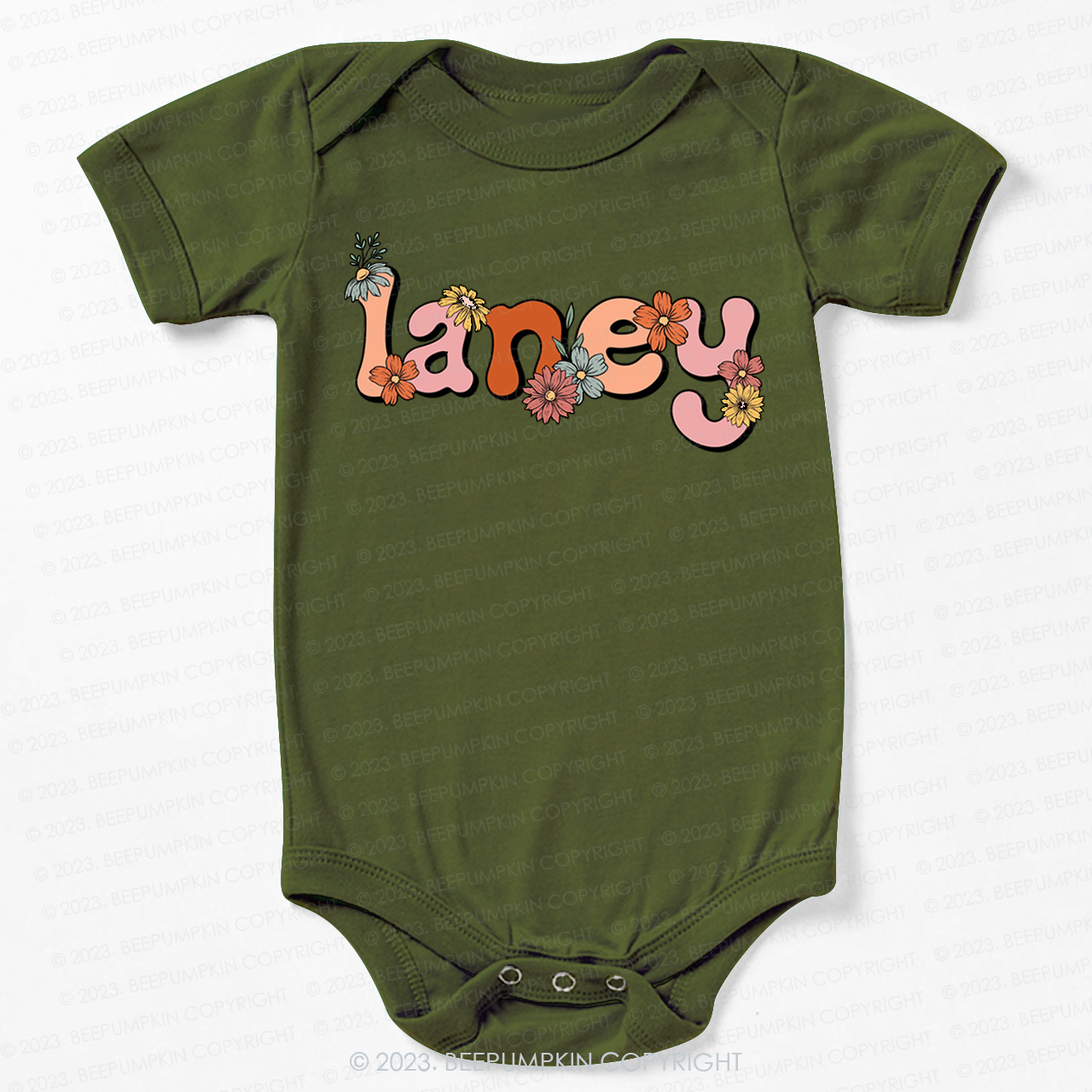 Custom Name Flower Word Art Bodysuit For Baby