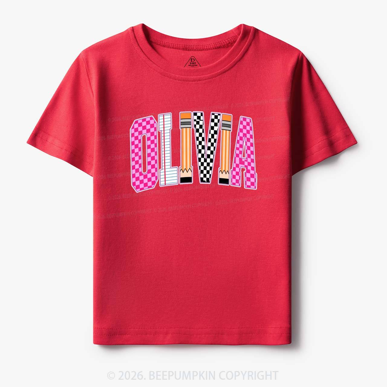 Personalized Name Retro School Preppy Toddler&Kid's Tees