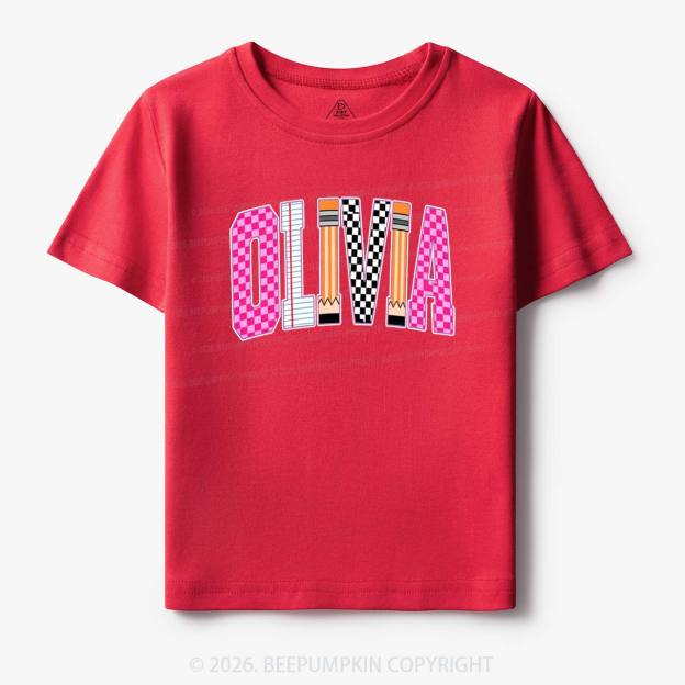 Personalized Name Retro School Preppy Toddler&Kid's Tees