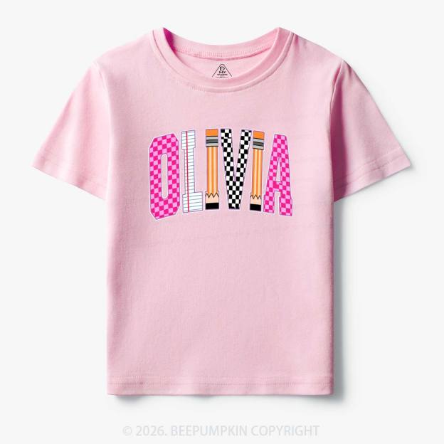 Personalized Name Retro School Preppy Toddler&Kid's Tees