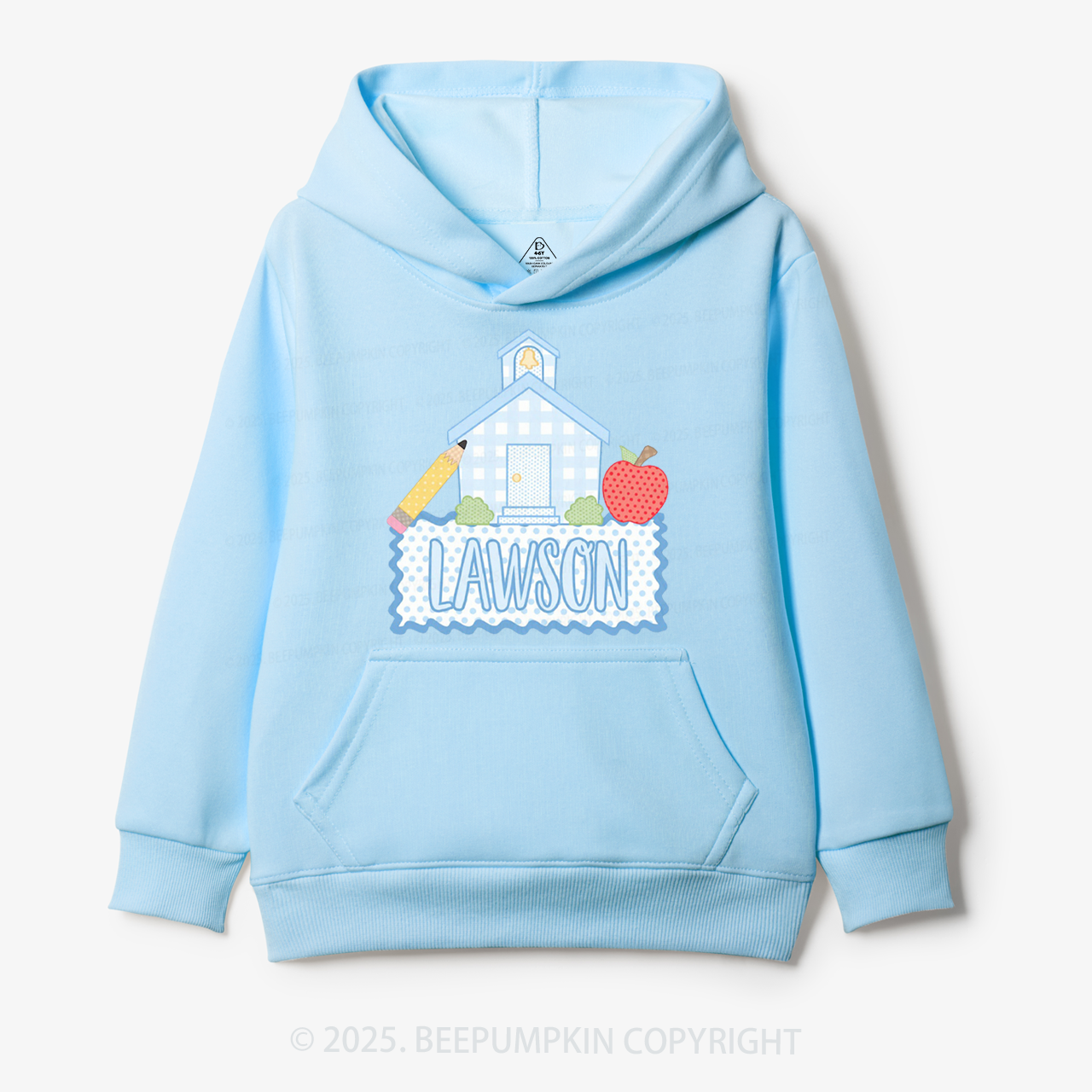 Personalized Blue Schoolhouse Kid's Hoodies Beepumpkin