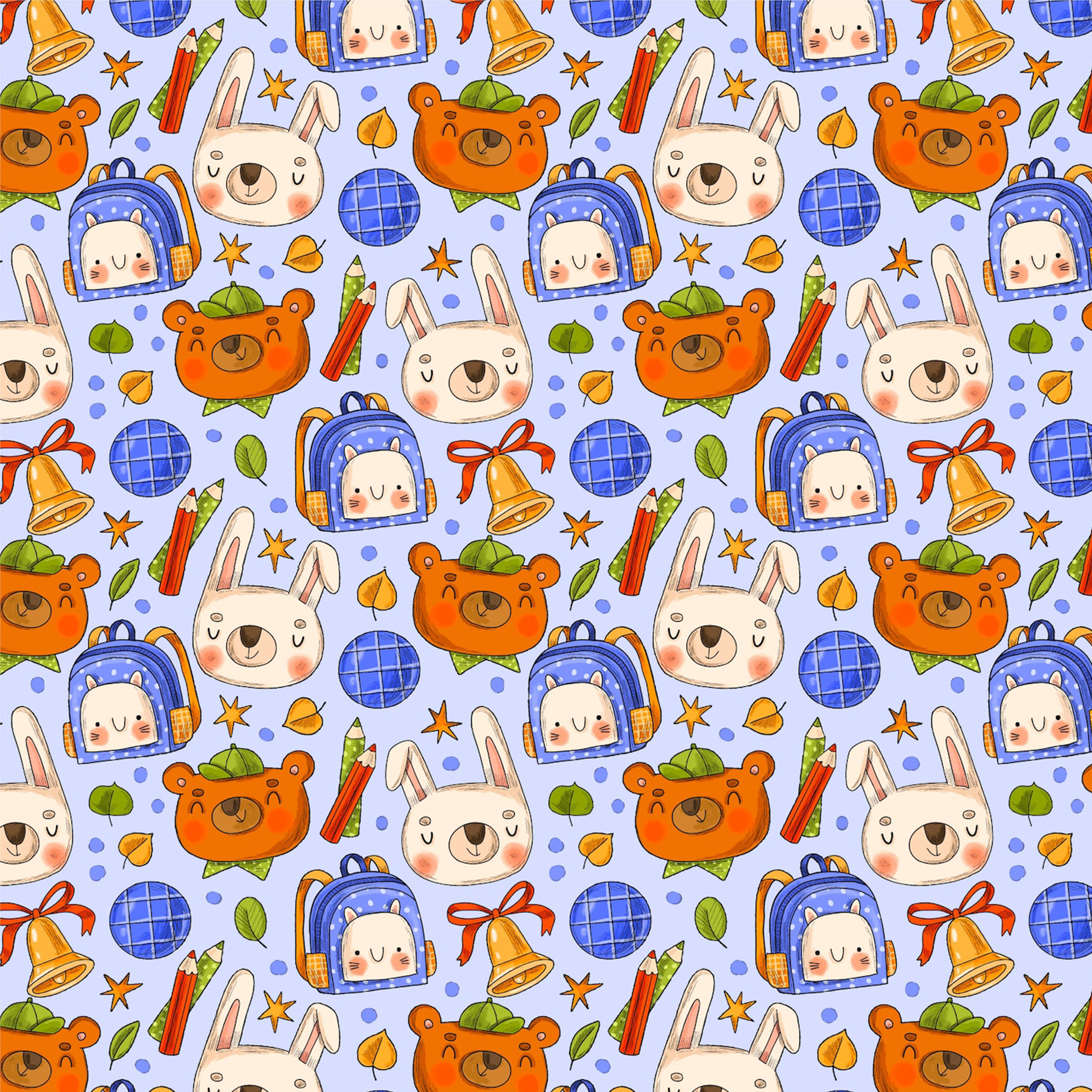 Little Bear And Rabbit Classmates All Over Print Kids Tees