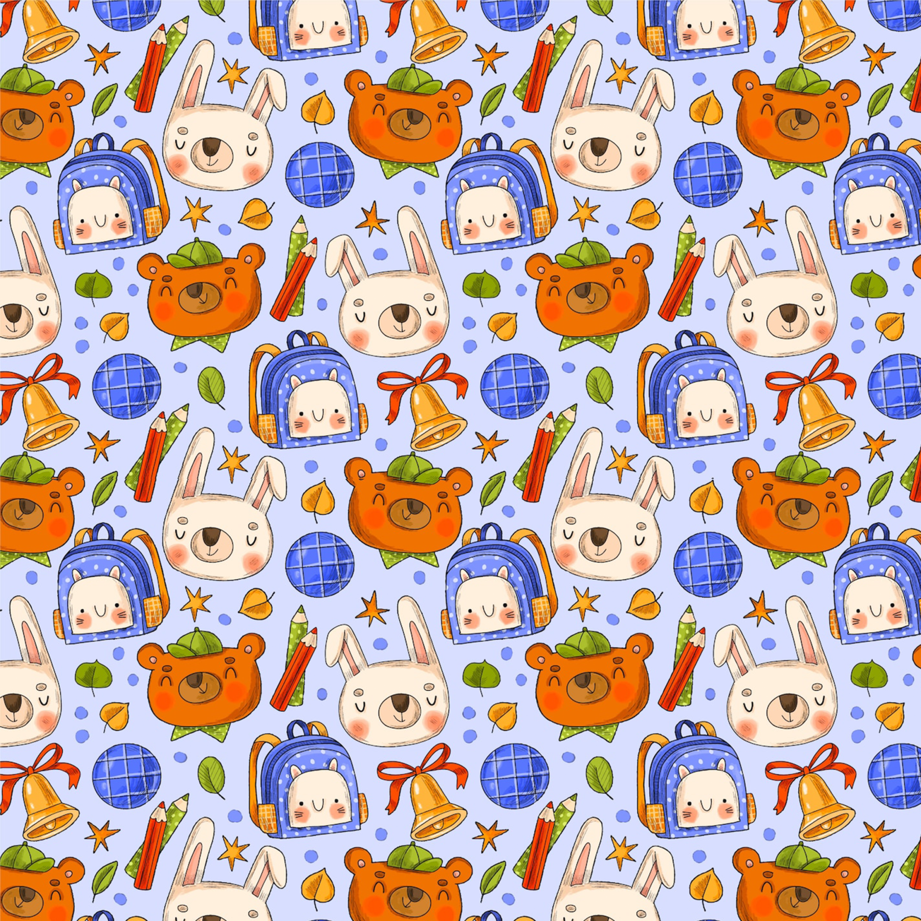 Little Bear And Rabbit Classmates All Over Print Kids Tees