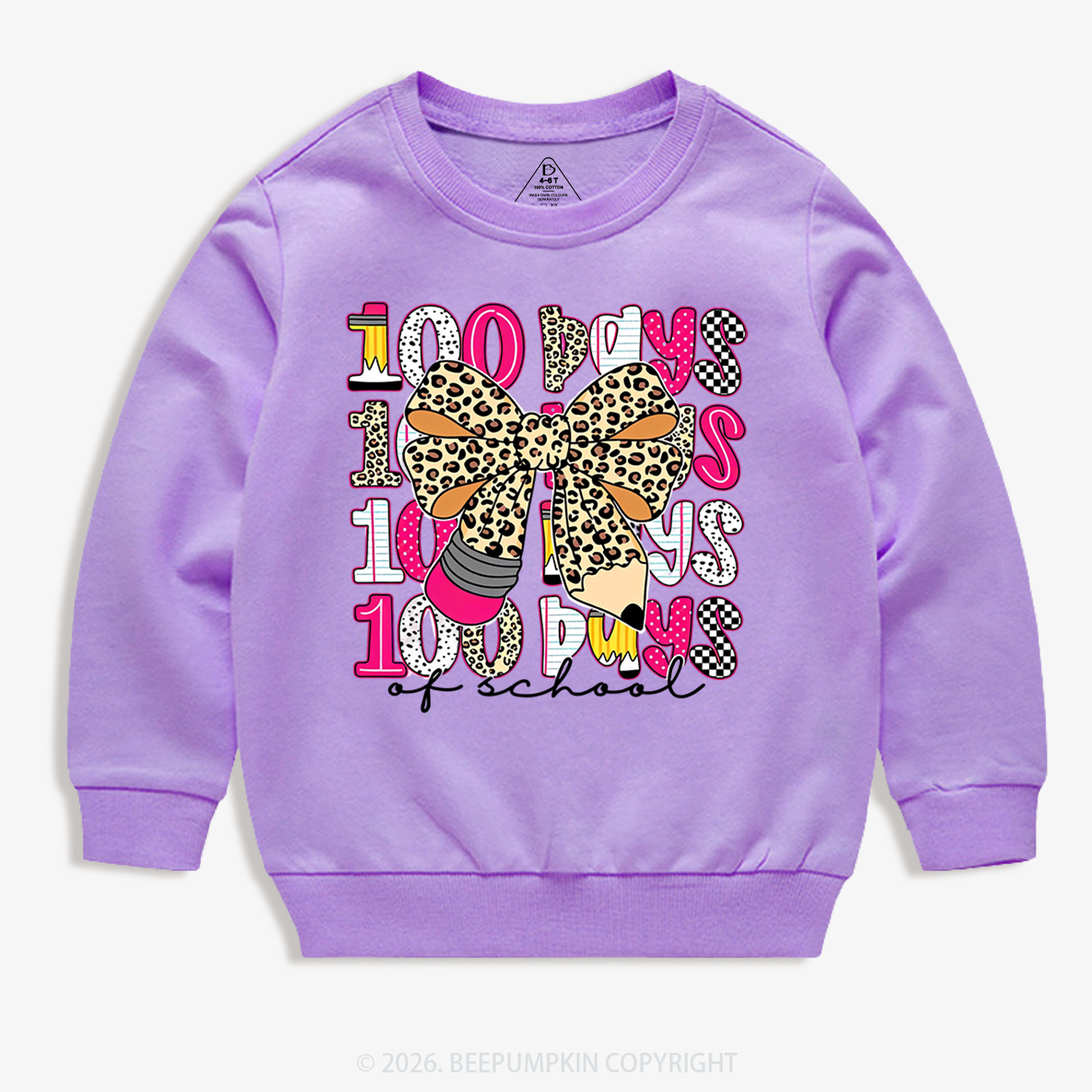 Leopard Love 100 Days Of  School Edition Toddler&Kid's Sweatshirt