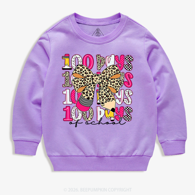 Leopard Love 100 Days Of  School Edition Toddler&Kid's Sweatshirt