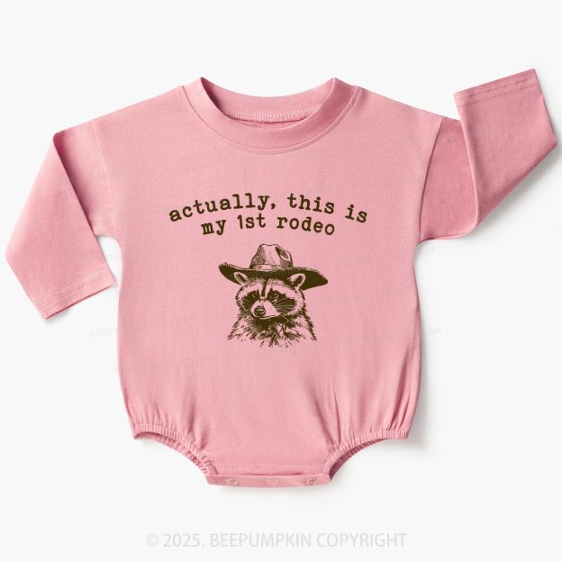 Raccoon My first Rodeo Birthday Baby Bubble Romper Beepumpkin