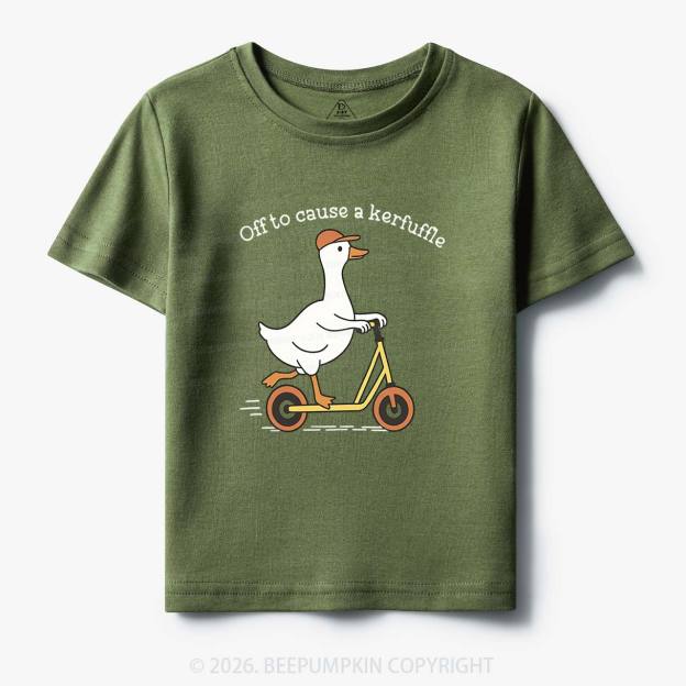 Off To Cause A Kerfuffle Silly Duck Animal Toddler&Kid's Tees