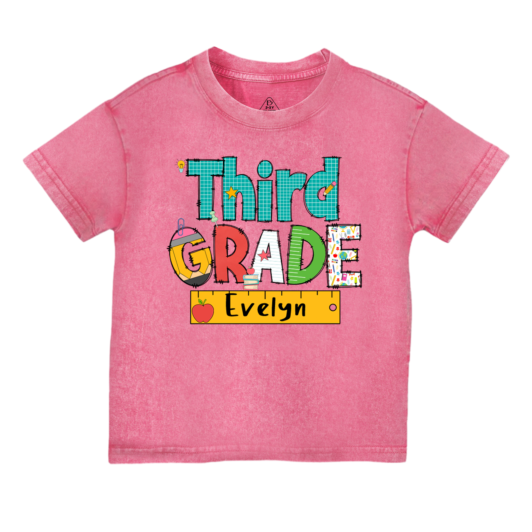 Personalized Letter Grade Toddler&Kids Washed Tees