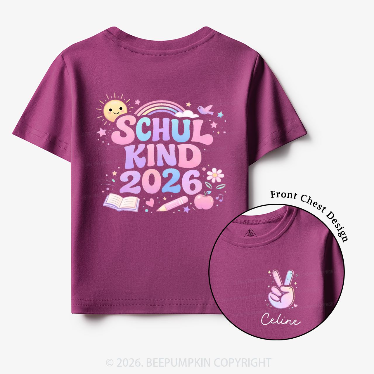 Personalized School Kid 2026 Peace & Sunshine Toddler&Kid's Shirts