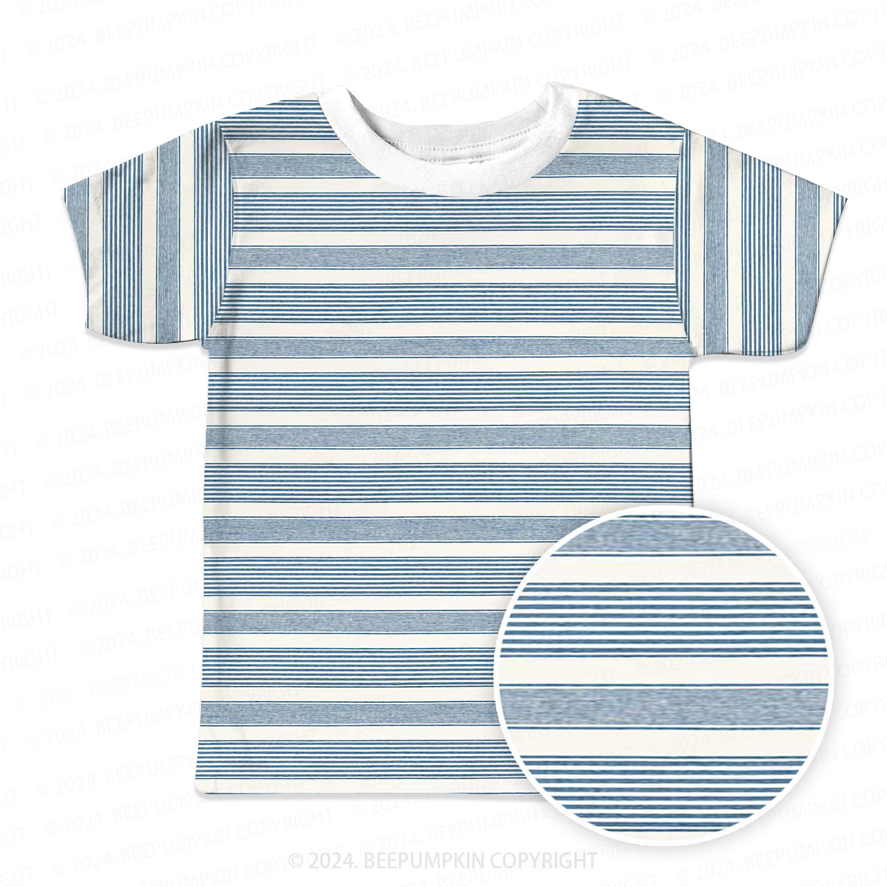 Blue And White Straight Lines All Over Print Kids Tees