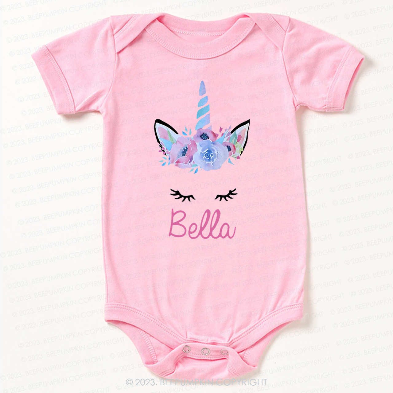 Personalized Unicorn Face Flutter Bodysuit For Baby