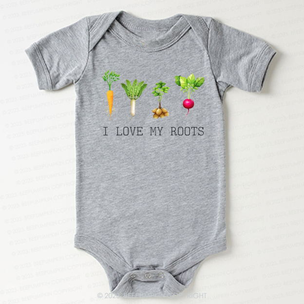 Vegetable I Love My Roots Bodysuit For Baby