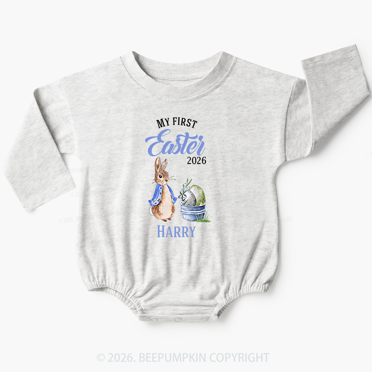 Personalized Little Bunny’s First Easter Baby Bubble Romper Baby Bubble Romper