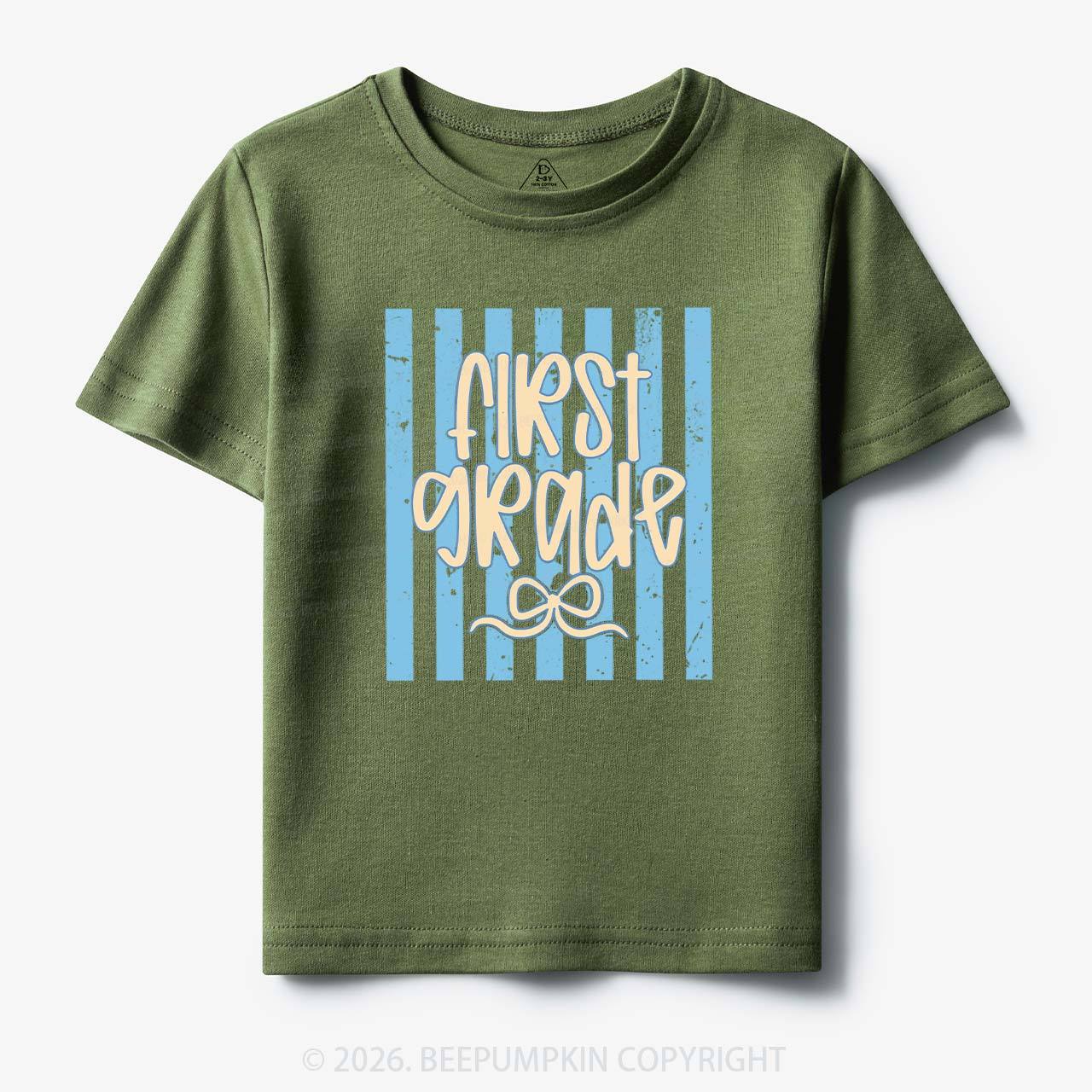 Colorful Stripes First Grade Cutie Bow Toddler&Kid's Tees