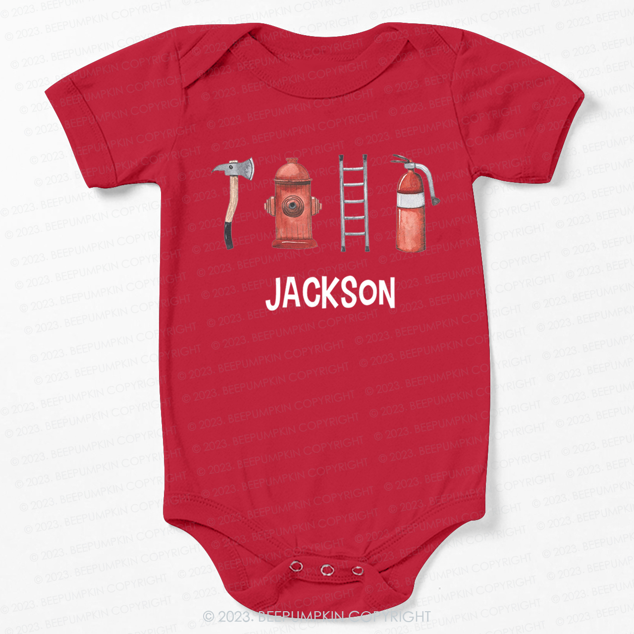 Personalized Firefighter Name Bodysuit For Baby