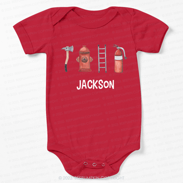 Personalized Firefighter Name Bodysuit For Baby