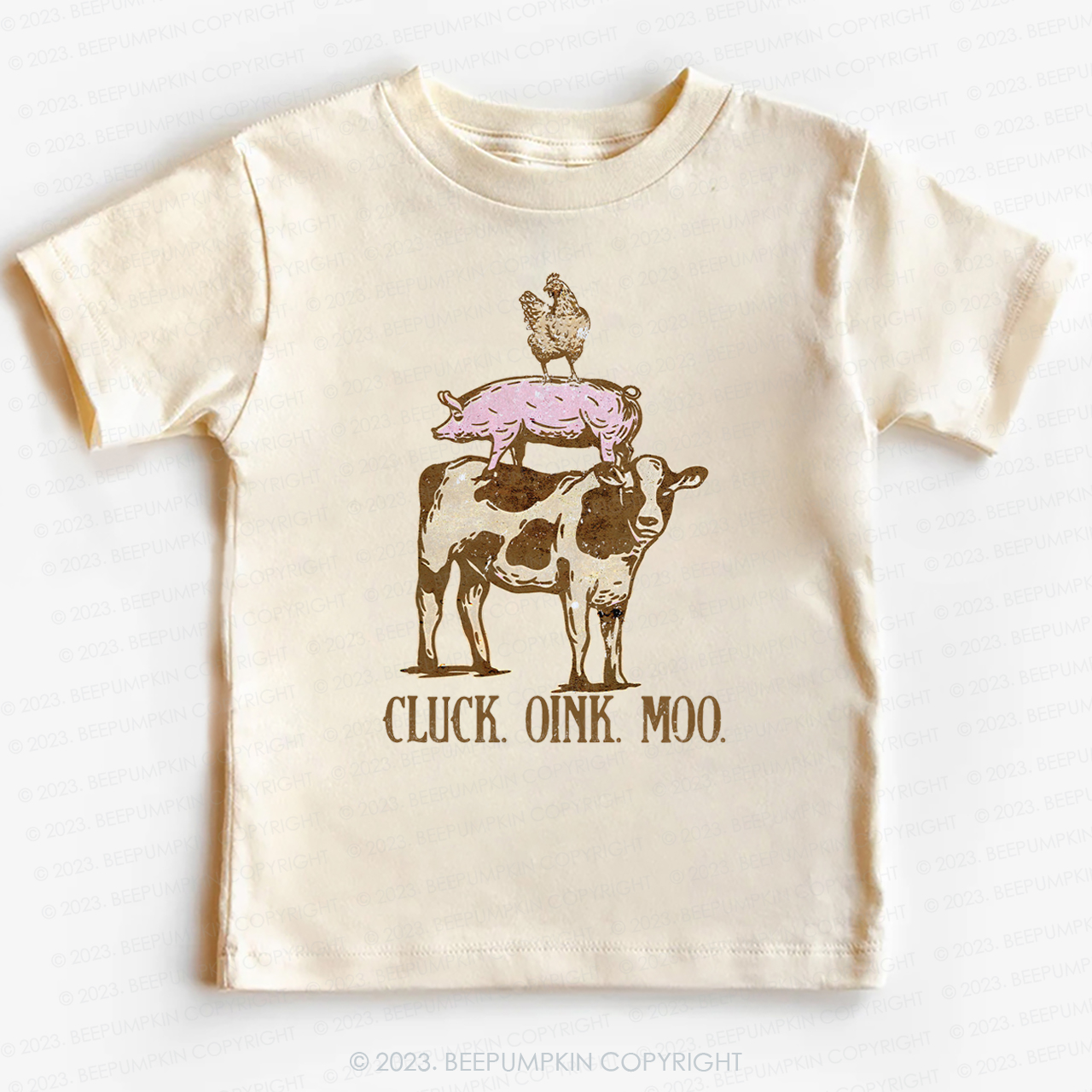 Cluck Oink Moo Retro Farm -Toddler Tees