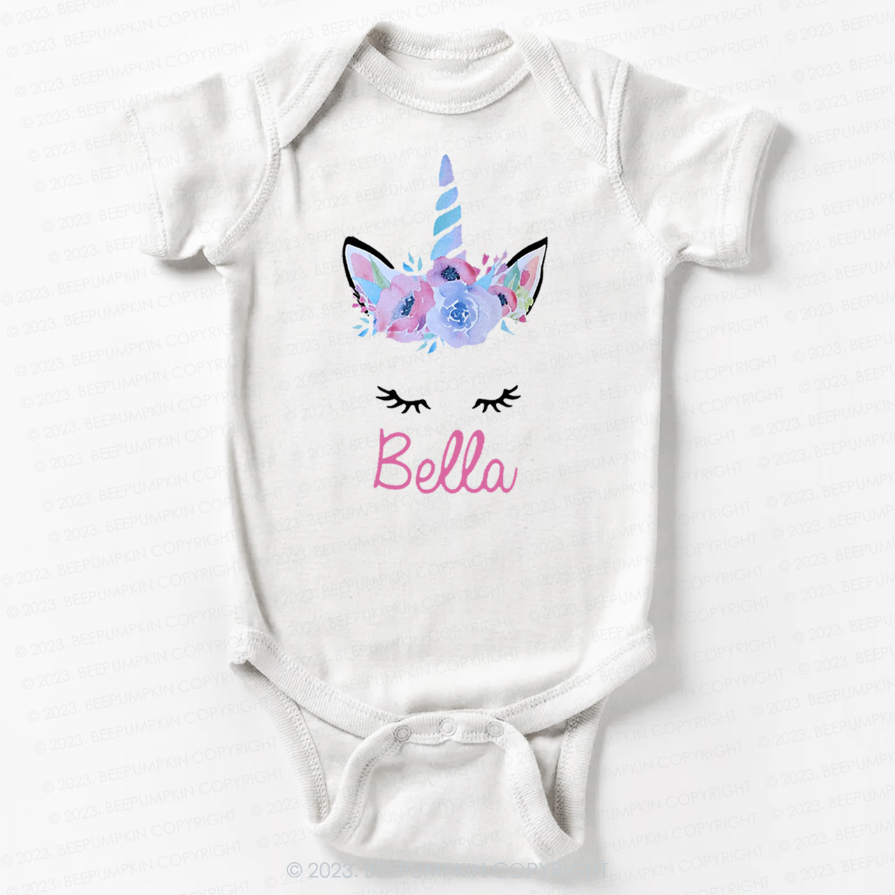 Personalized Unicorn Face Flutter Bodysuit For Baby