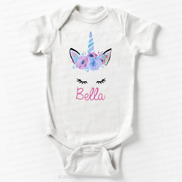 Personalized Unicorn Face Flutter Bodysuit For Baby