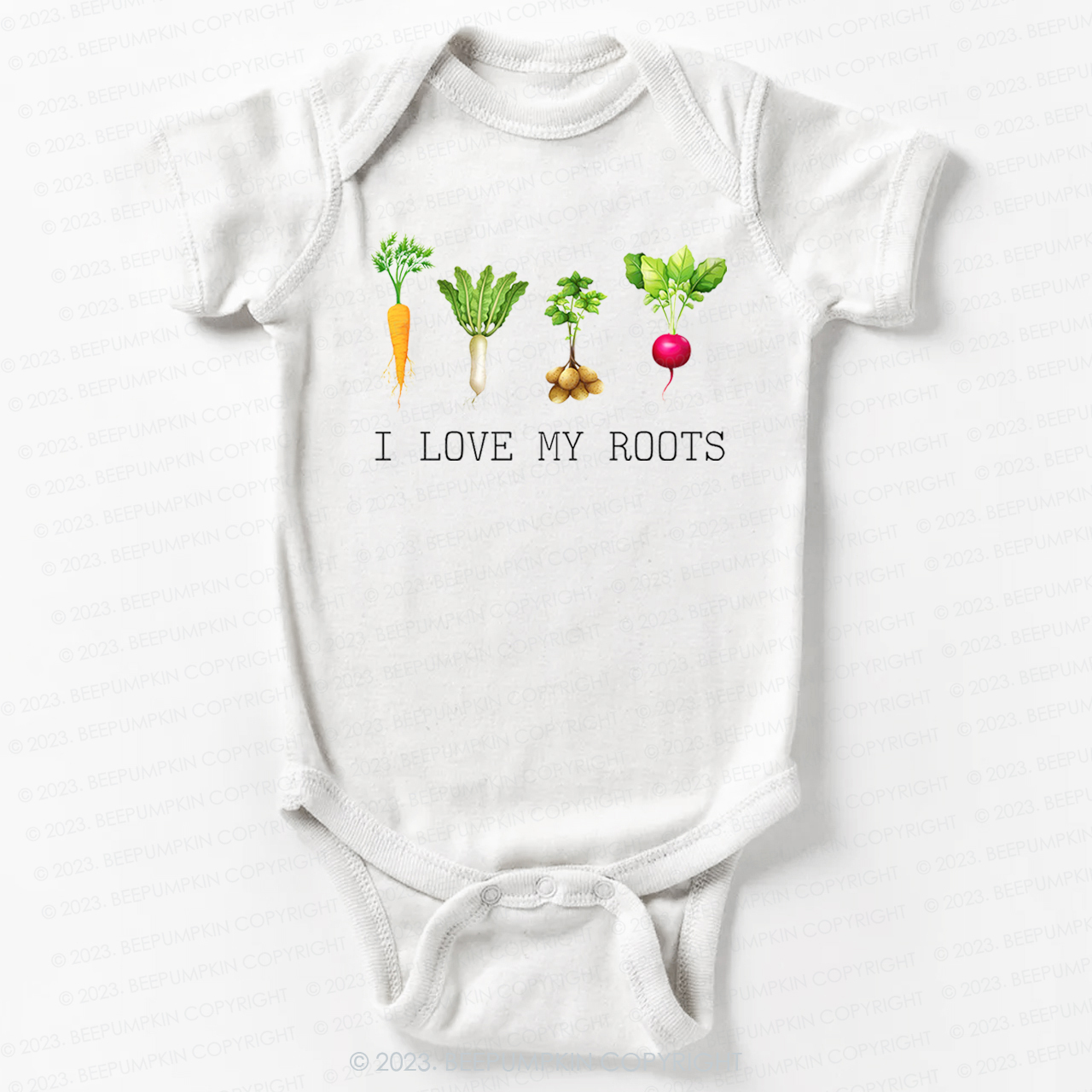 Vegetable I Love My Roots Bodysuit For Baby