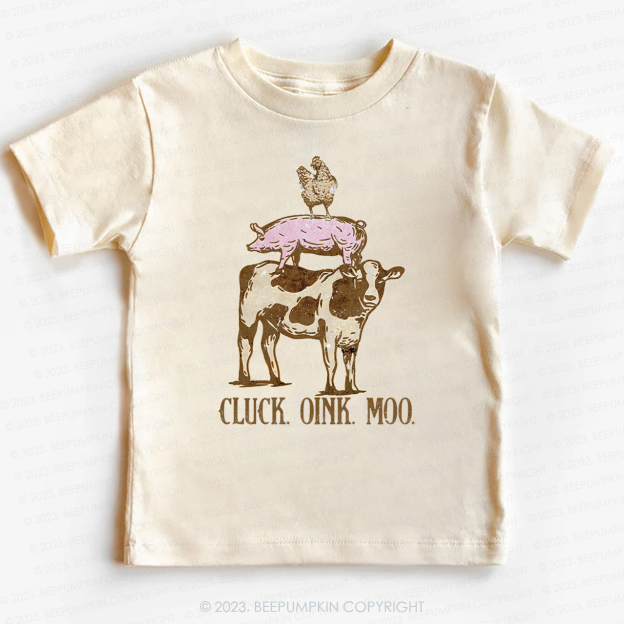 Cluck Oink Moo Retro Farm -Toddler Tees