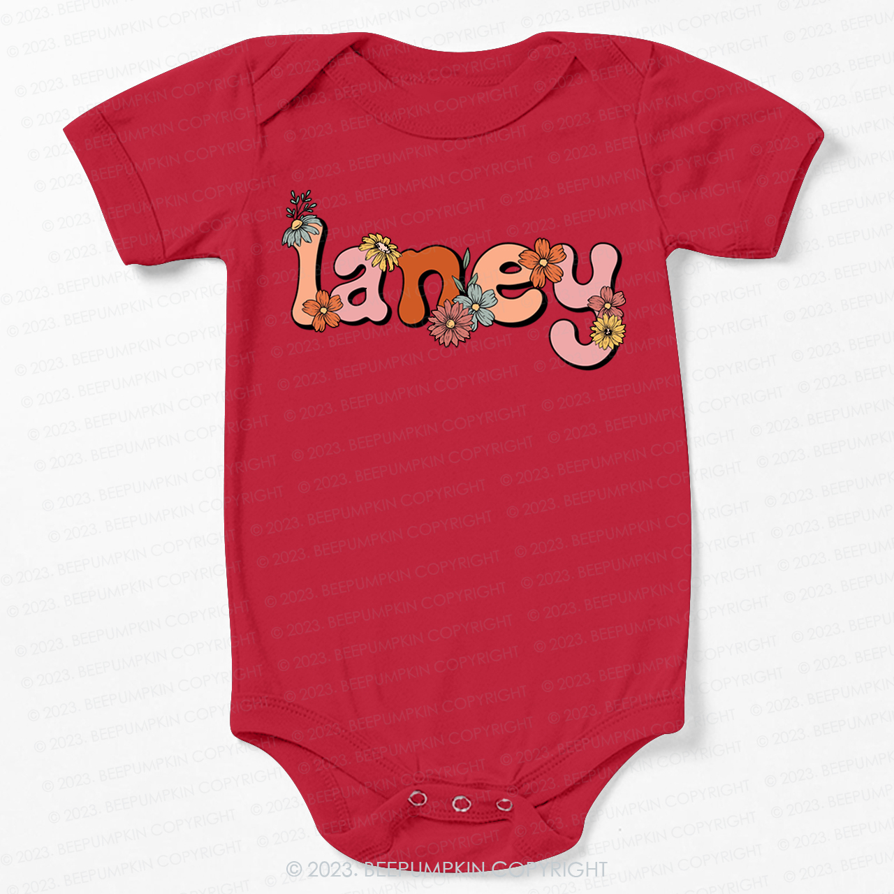 Custom Name Flower Word Art Bodysuit For Baby