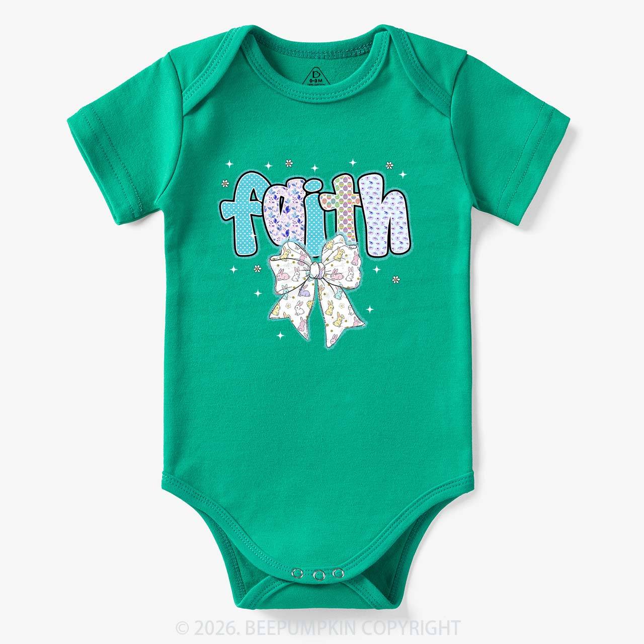 Blooming Faith Bunny Bow Baby Bodysuit