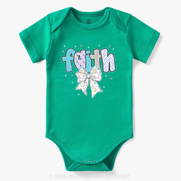 Blooming Faith Bunny Bow Baby Bodysuit