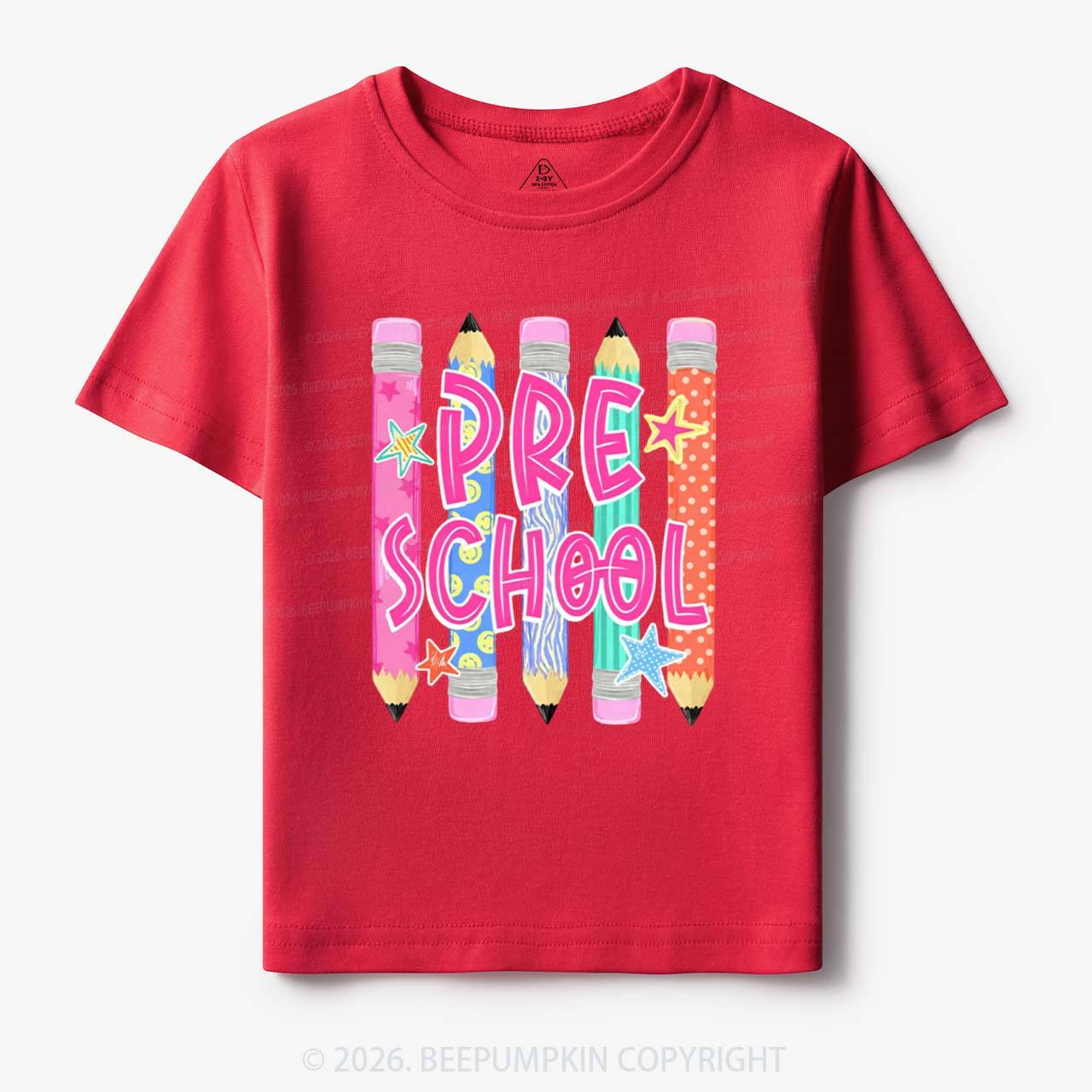 Personalized Grade Level Colorful Pencil Toddler&Kid's Tees