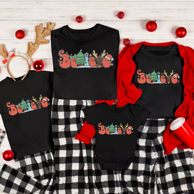 Merry Christmas Believe Family Matching Shirt