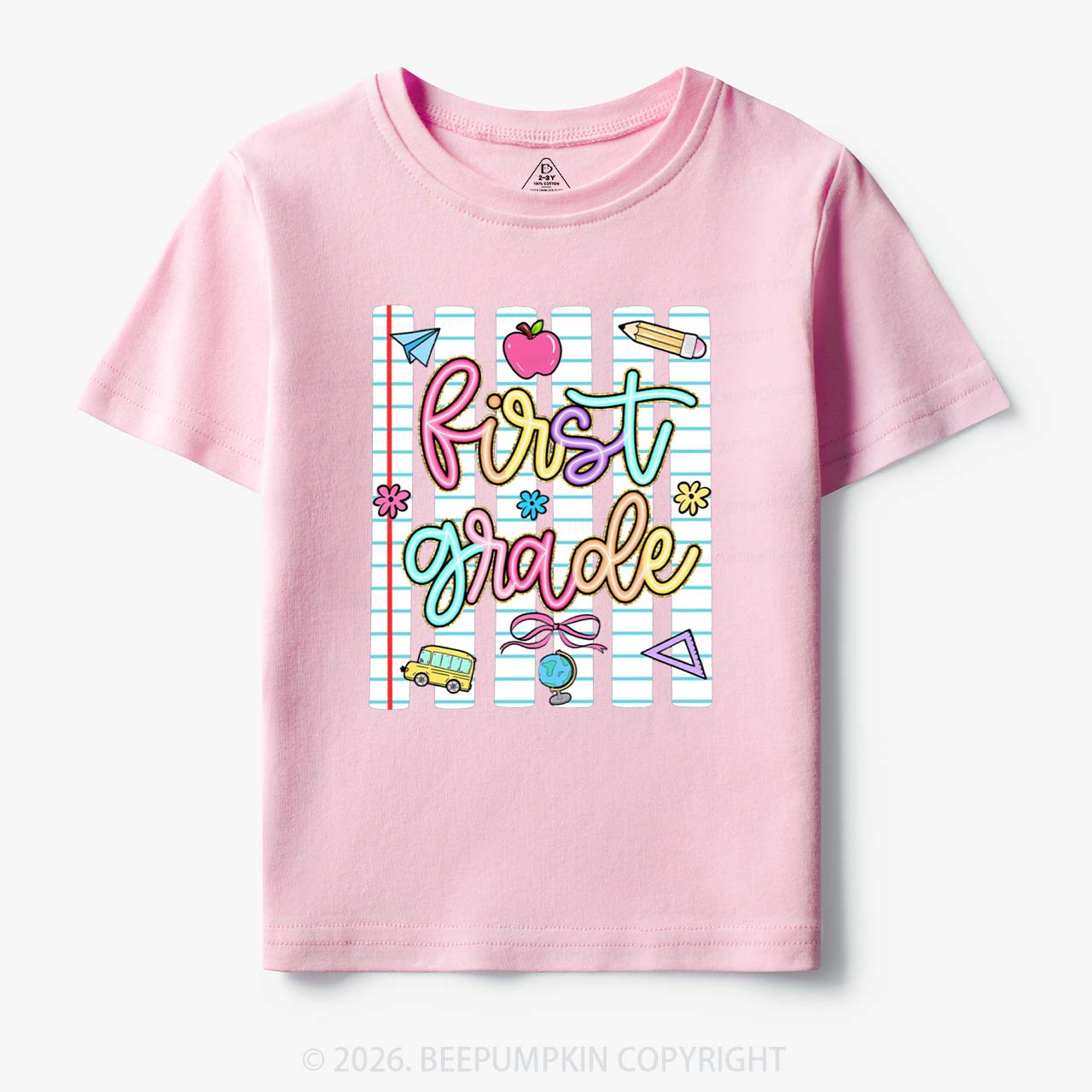 Personalized Colorful Striped Preppy Back To School Toddler&Kid's Tees
