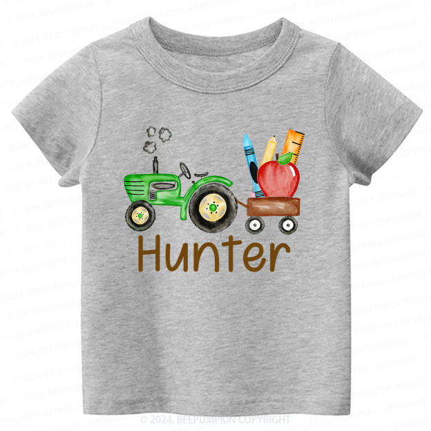 Personalized Name Farm Tractor Back To School T-shirt