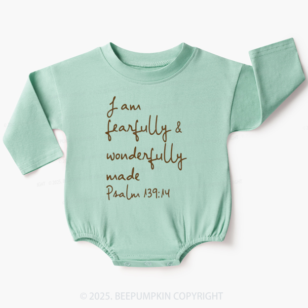 I Am Fearfully And Wonderfully Made Jesus Baby Bubble Romper Beepumpkin