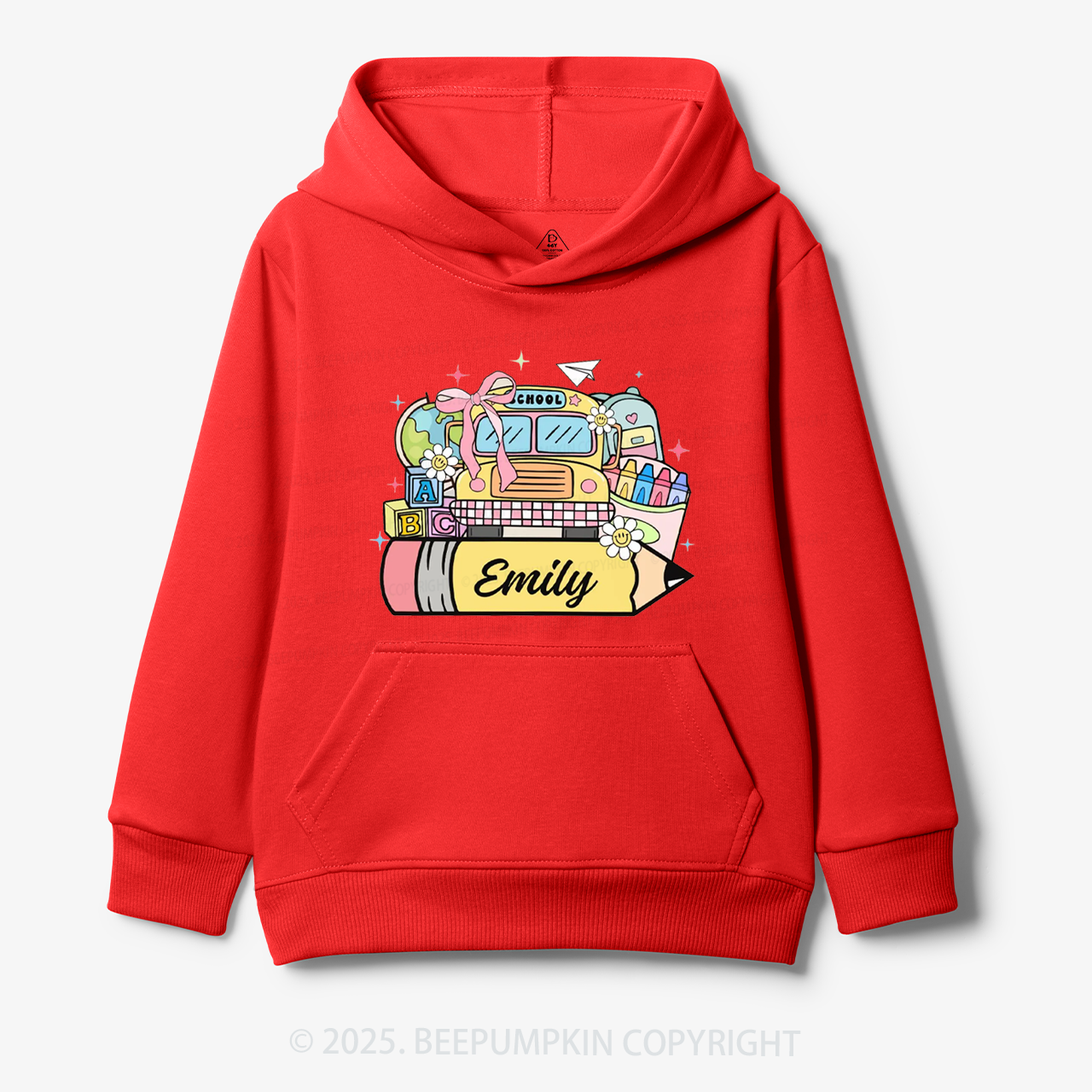 Personalized Kid Name School Bus Kid's Hoodies Beepumpkin