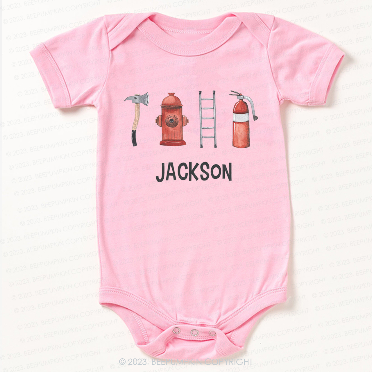Personalized Firefighter Name Bodysuit For Baby