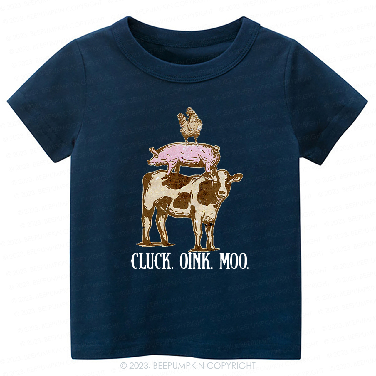 Cluck Oink Moo Retro Farm -Toddler Tees