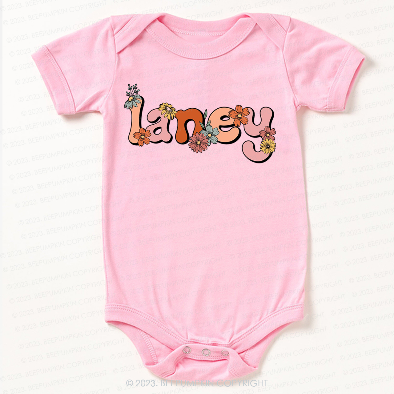 Custom Name Flower Word Art Bodysuit For Baby